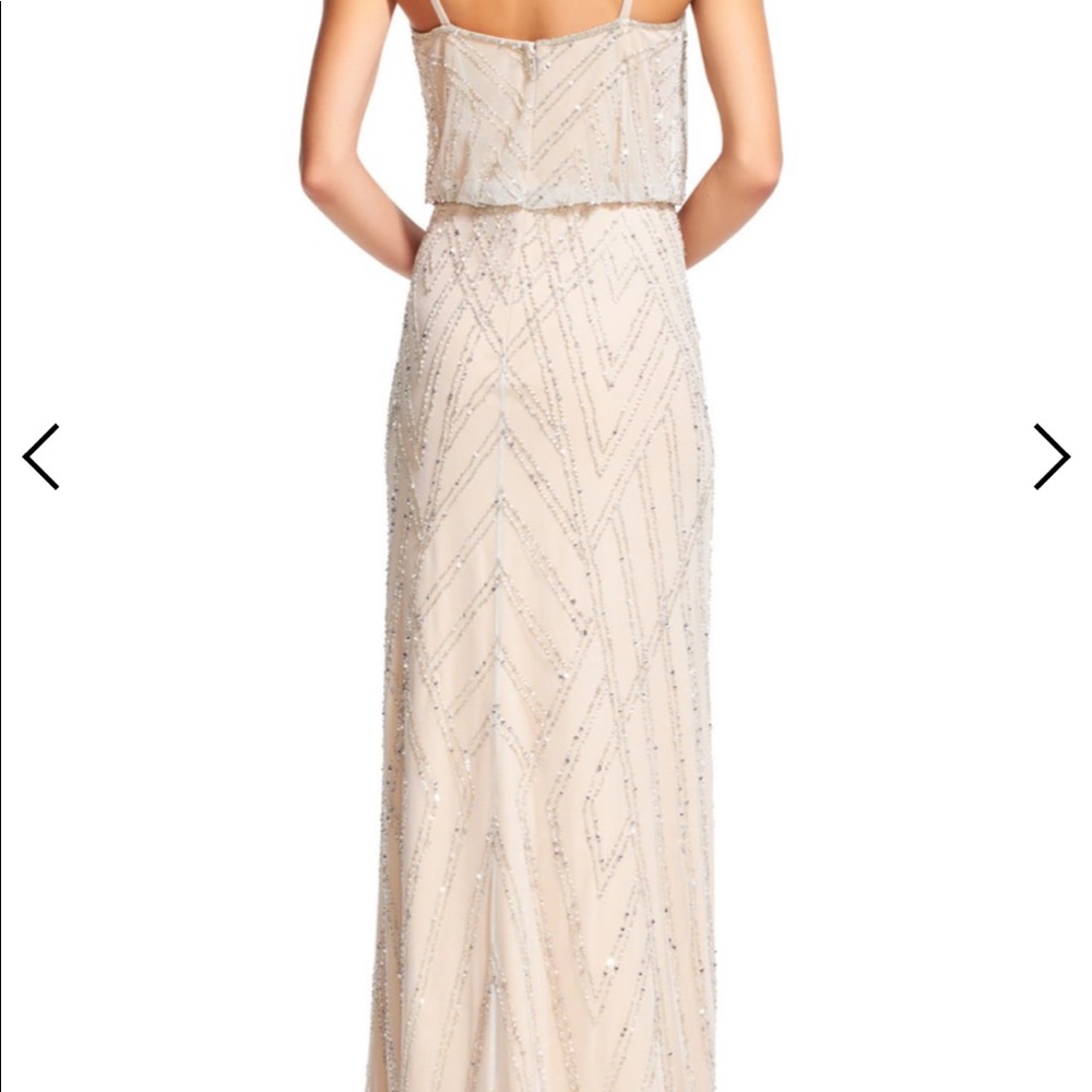 Adrianna Papell size 4 ivory/silver blouson dress